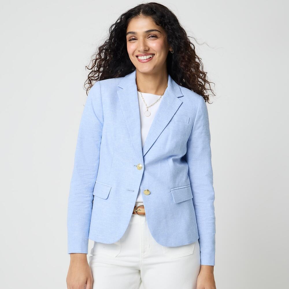 J. Crew Women's Linen-Blend Schoolboy Blazer Dusty Peri Ivory Linen Size 18 NWOT